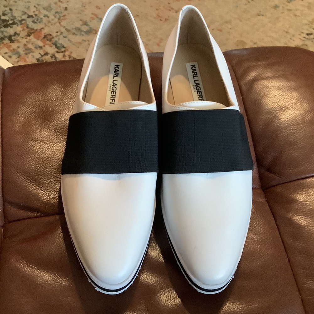 Karl Lagerfeld Kristi Kristi White platform Oxford Shoes 7M New